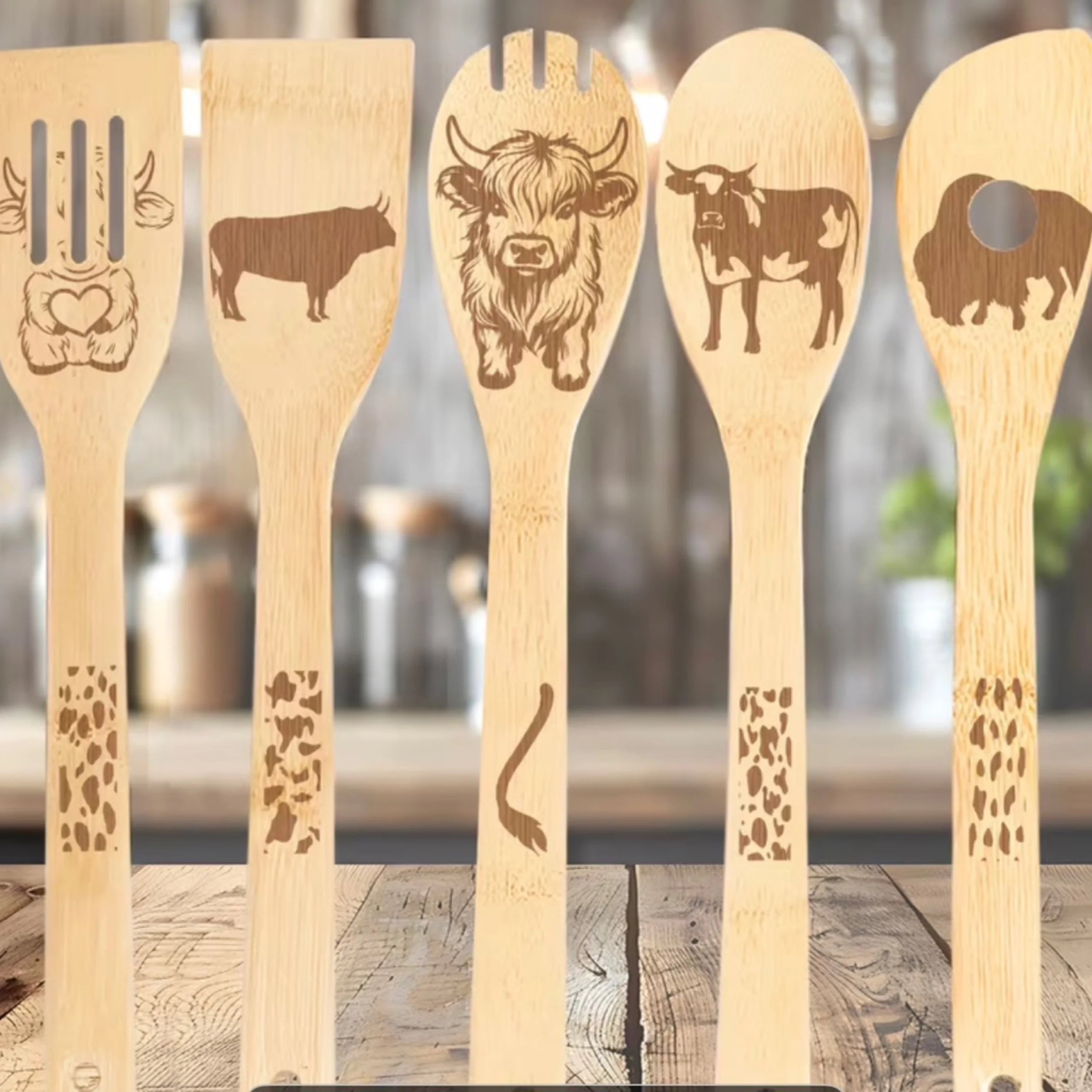 5 Piece Cow Utensils