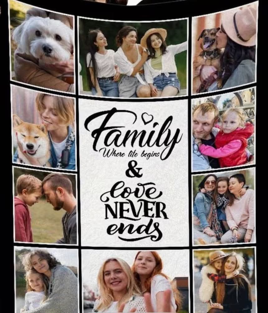 Personalised family photos throw