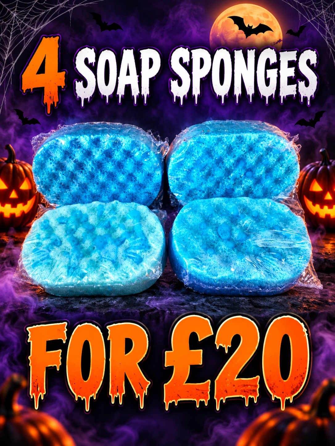 4 Halloween scented soap sponges