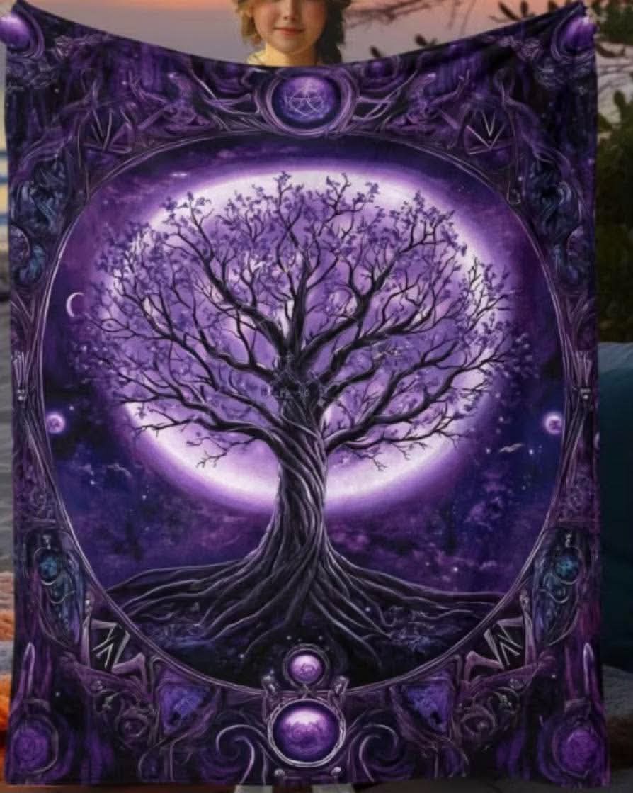 Purple Tree & moon throw